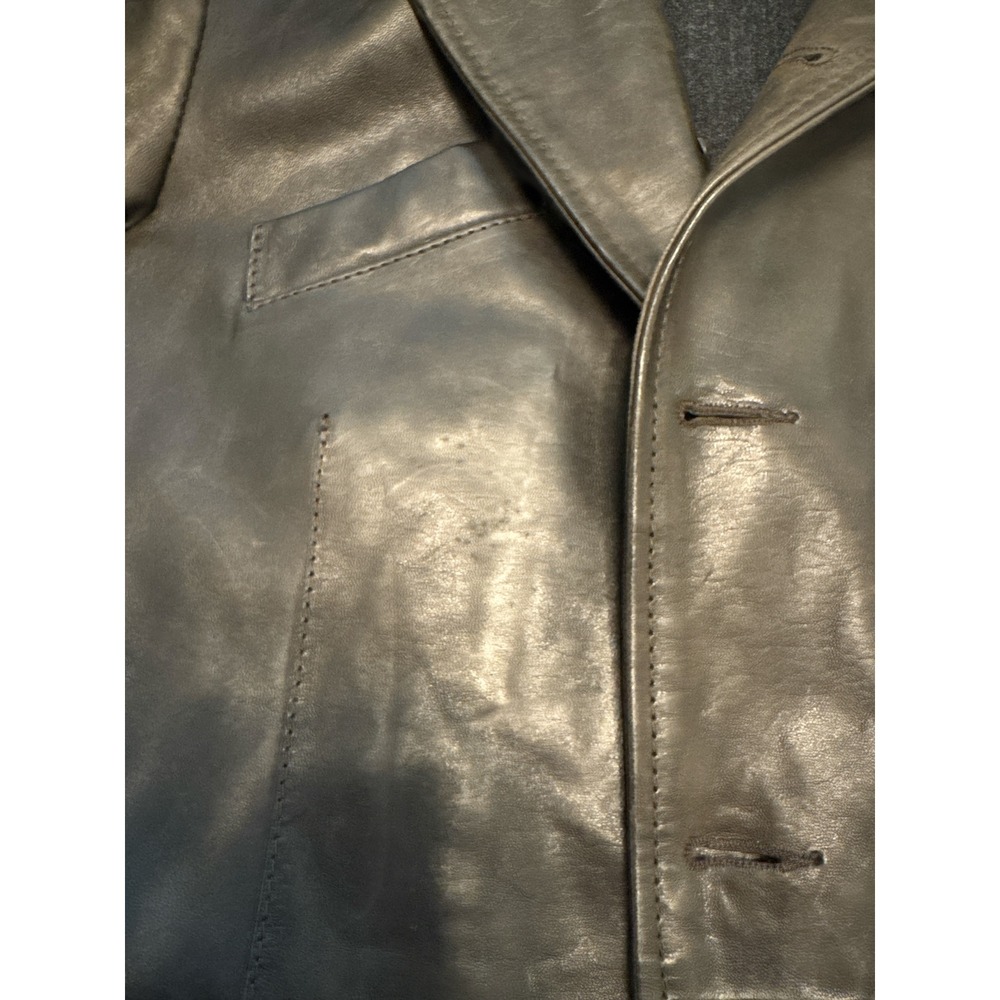 Henry Beguelin | Vintage Handmade Italian Leather Blazer Coat Brown Men's M/L - Picture 7 of 16